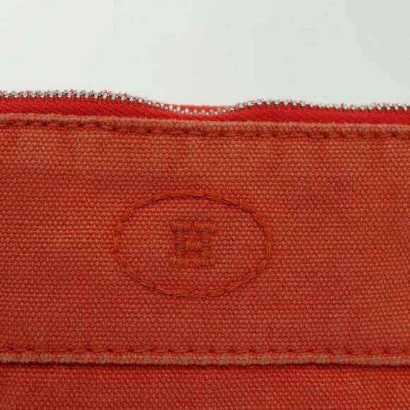 HERMES Bolide Pouch PM Pouch Canvas Orange Silver Auth ti3344 - Picture 14 of 16